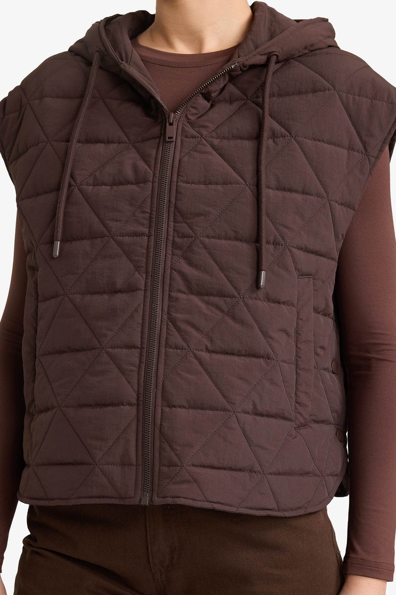 DeFacto Brown Woman Relax Fit Crinkle Fabric Vest Casual - Image 4